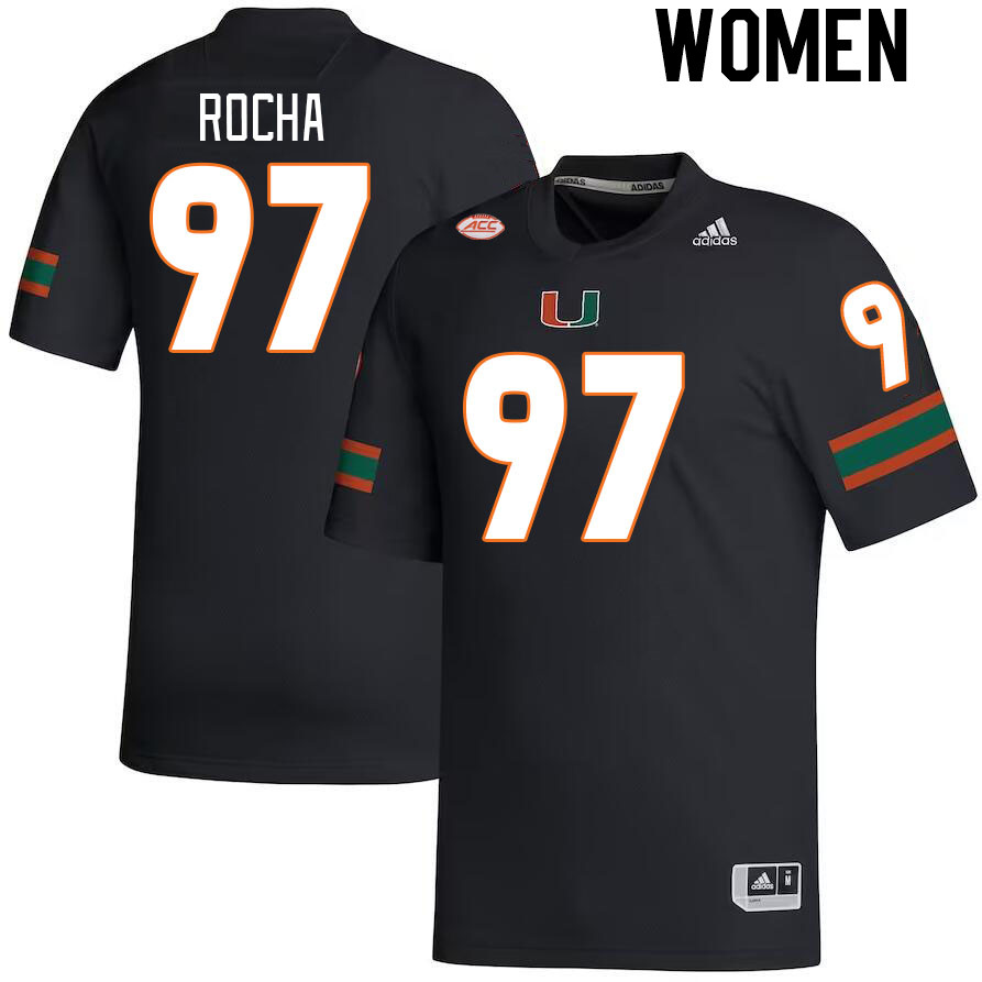 Women #97 Will Rocha Miami Hurricanes College Football Jerseys Stitched-Black